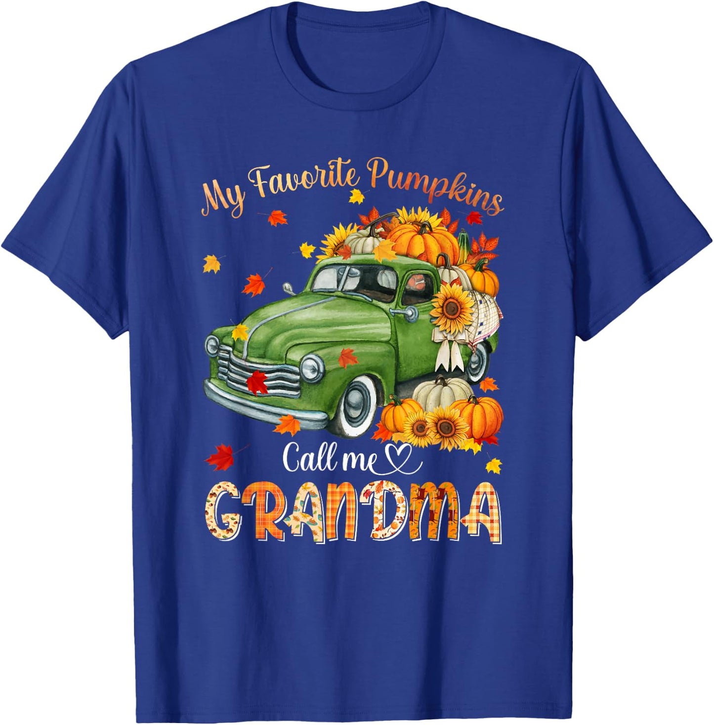 Autumn Halloween Fall My Favorite Pumpkin Call Me Grandma T-Shirt - T-Shirt | Royal