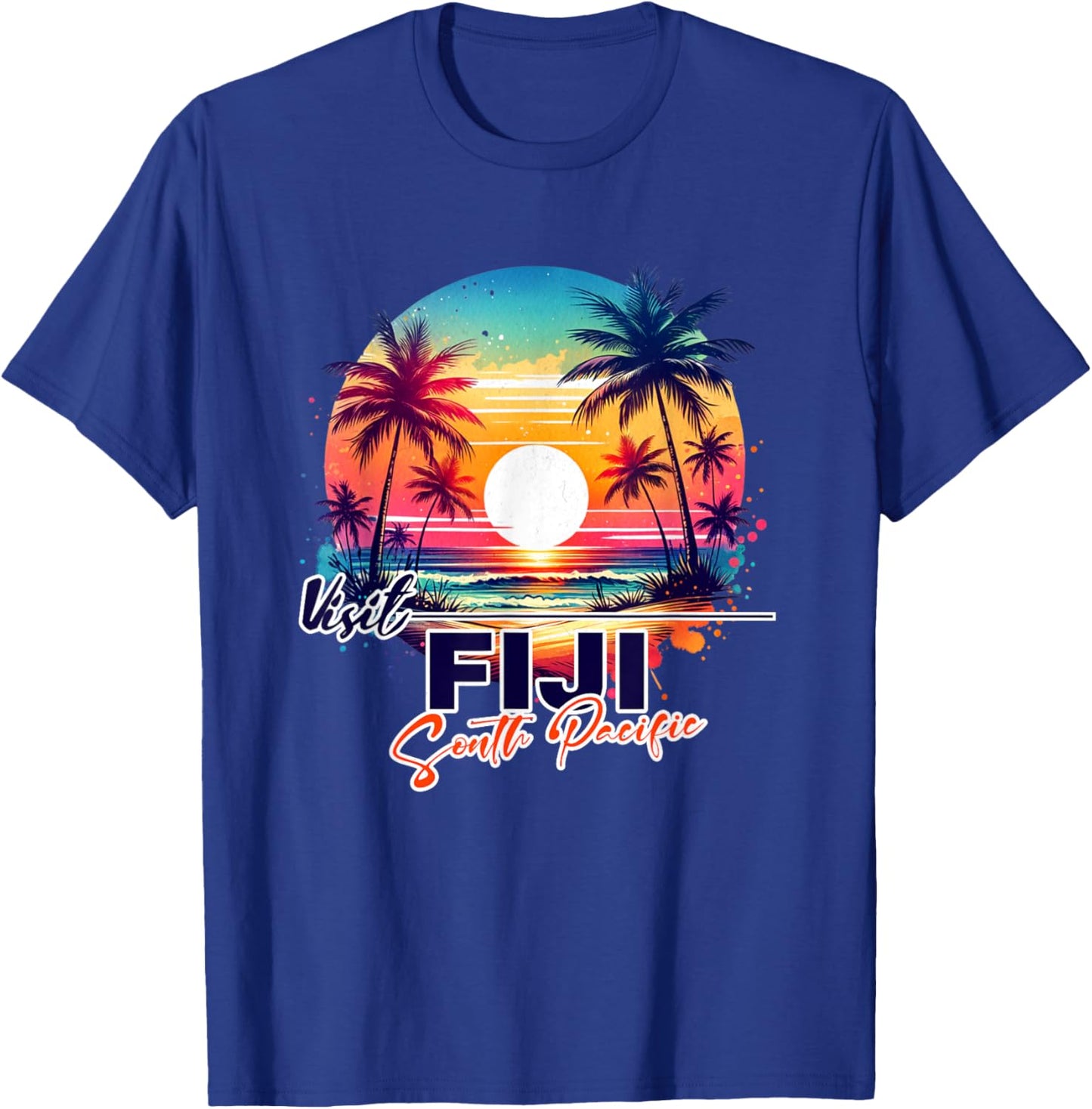 Fiji Sunset Beach Palm Tree Trip Souvenir T-Shirt - T-Shirt | Royal