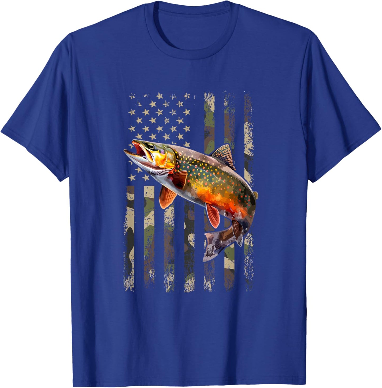 Speckled Brook Trout American Flag Fishing T-Shirt - T-Shirt | Royal