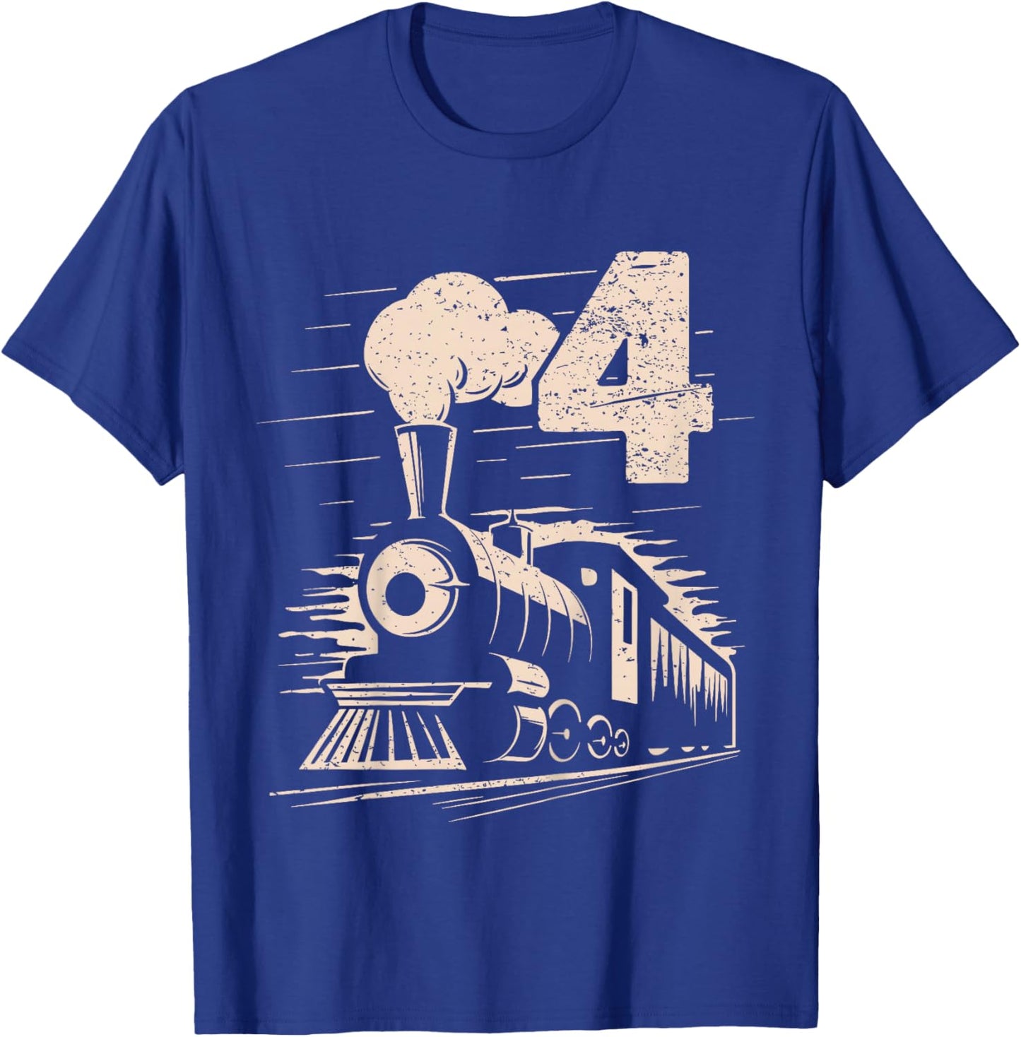 Funny Vintage 4th Train Birthday Boy Girl 4 Year Old T-Shirt - T-Shirt | Royal