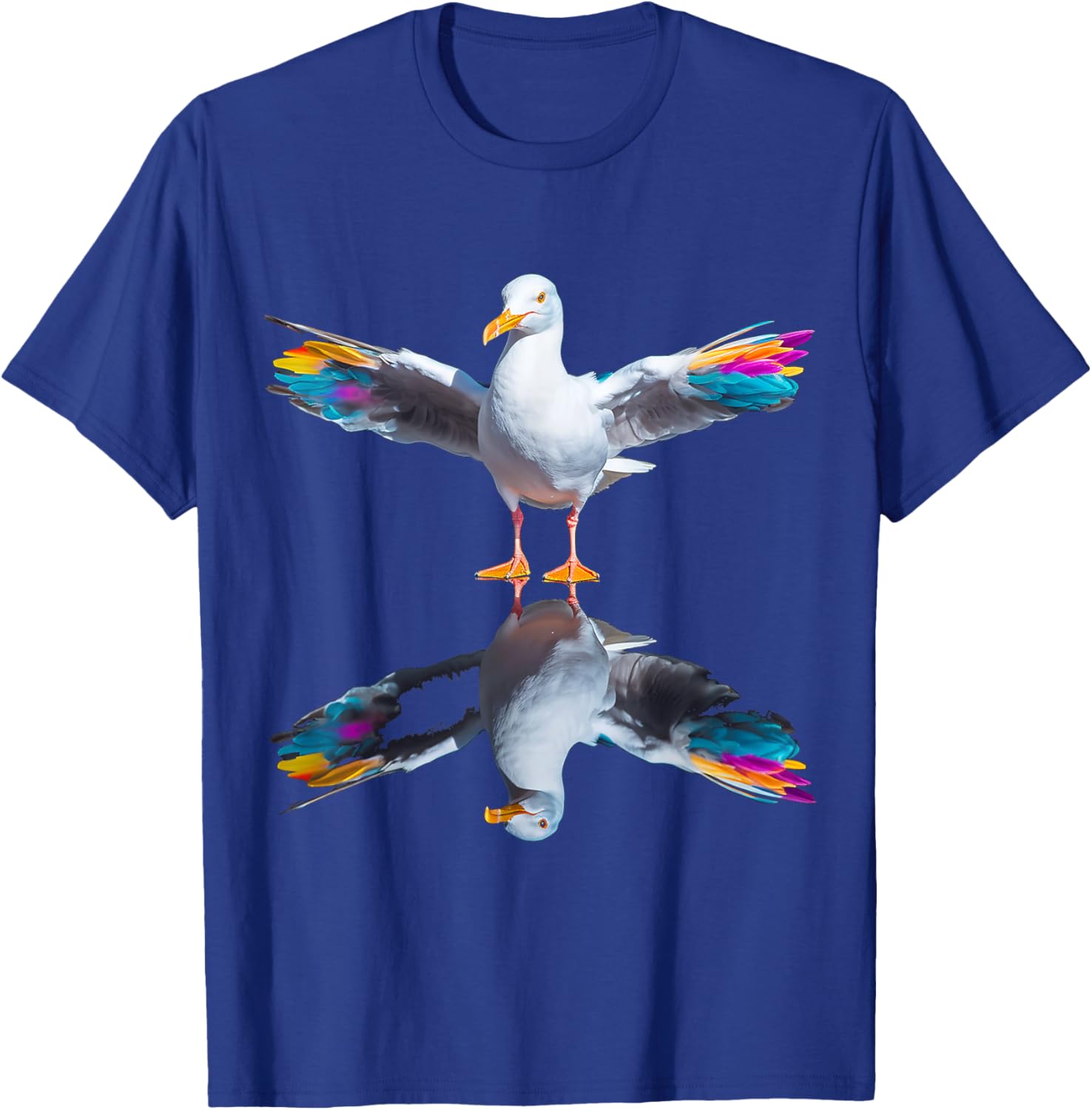Seagull Art Bird Portrait Animal Colorful Graphic Seagull T-Shirt - T-Shirt | Royal