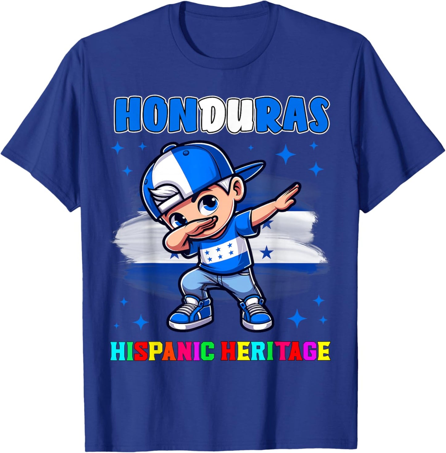 Honduras Dabbing Kid Hispanic Heritage Celebration for Kids T-Shirt - T-Shirt | Royal