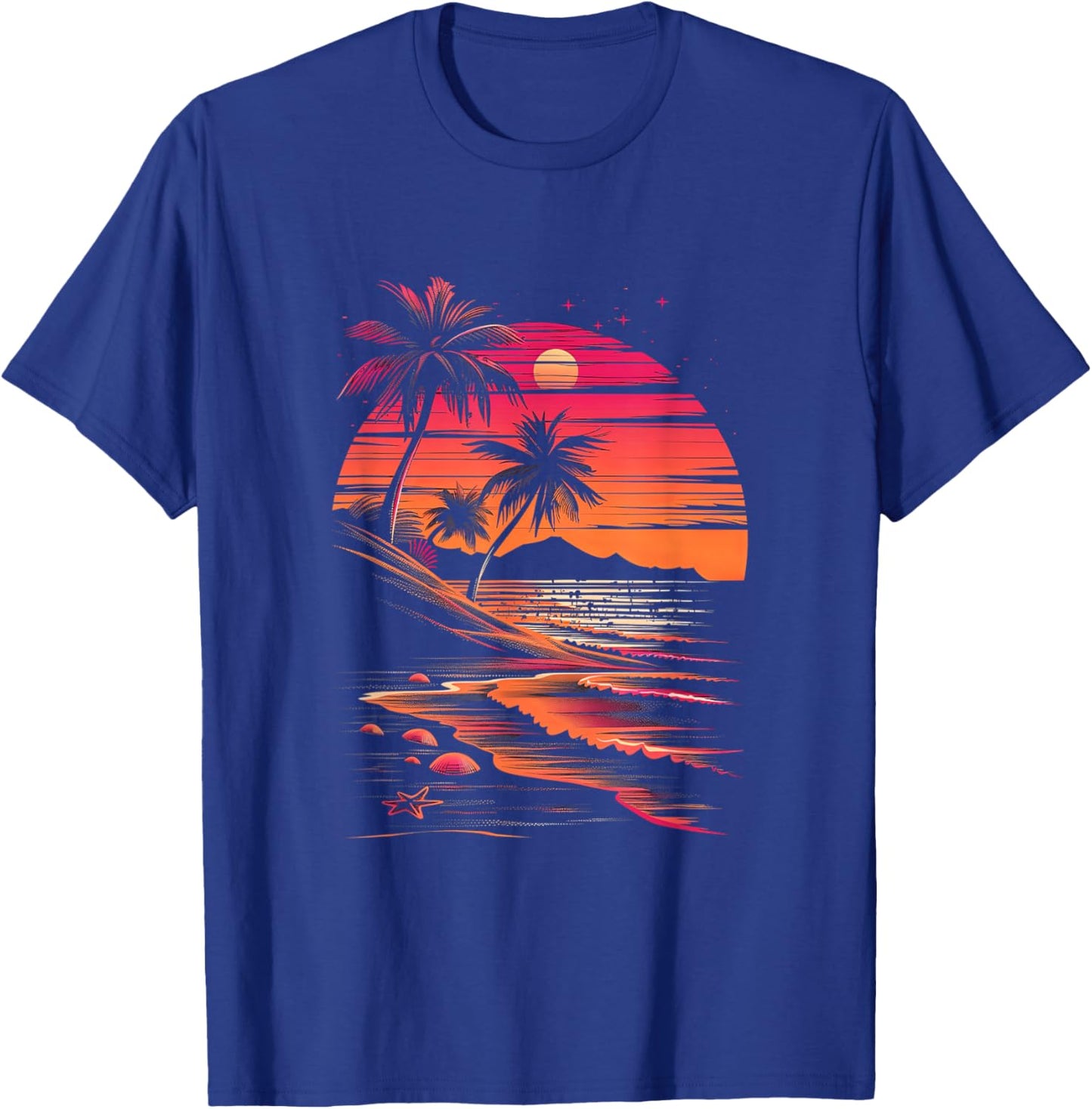 Tropical Sunset Pink Black Beach Scene T-Shirt - T-Shirt | Royal