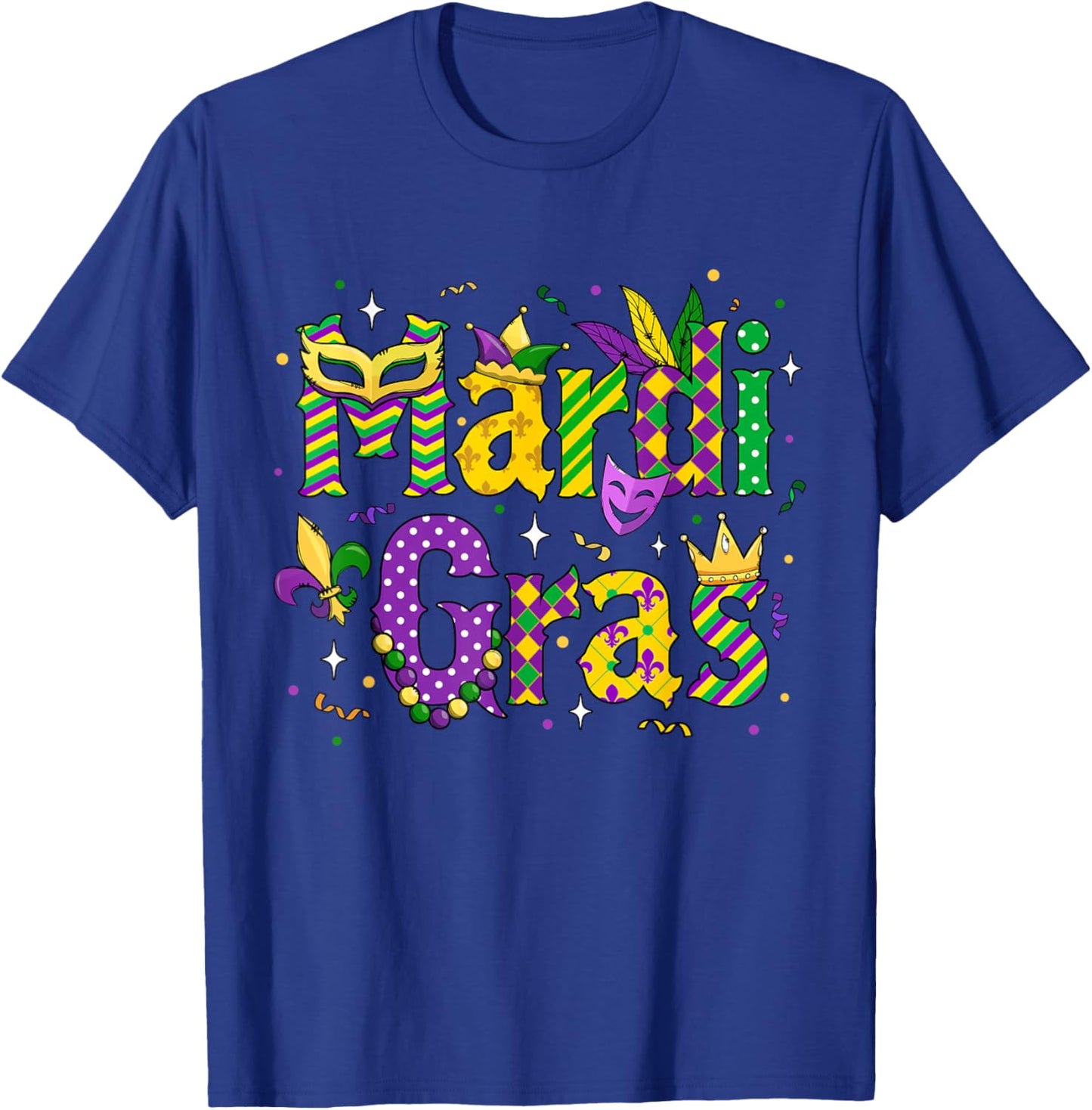 Funny Mardi Gras Parade Outfit Jester Hat Men Women Kids T-Shirt - T-Shirt | Royal