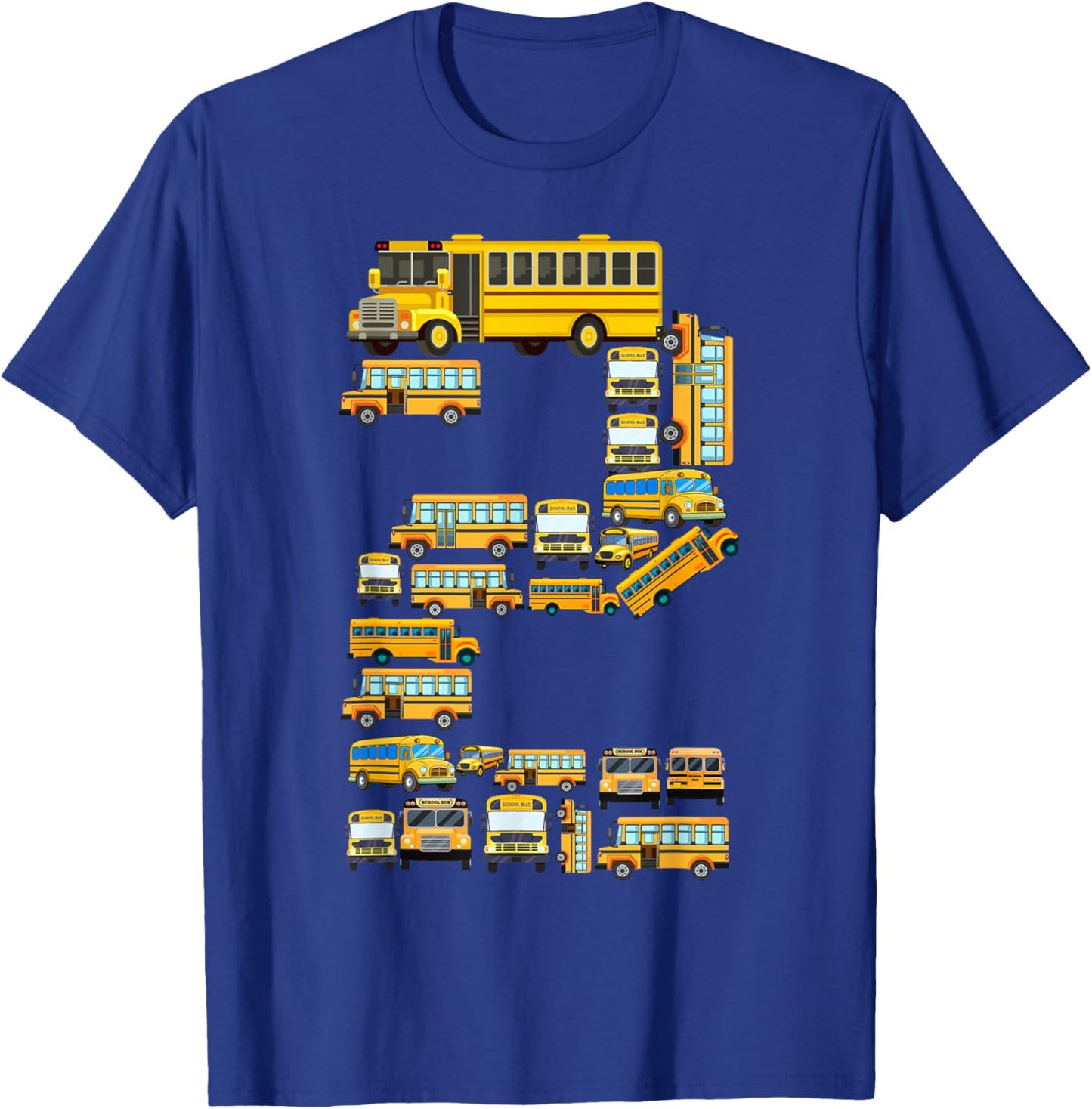 2 Year Old Toddler 2nd Birthday School Bus Theme Kids Party T-Shirt - T-Shirt | Royal