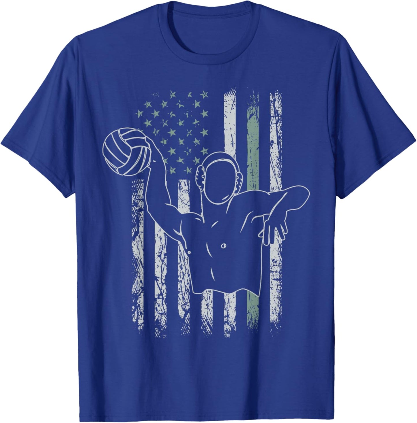 Retro USA Flag Swimming 4th of July Water Polo T-Shirt - T-Shirt | Royal