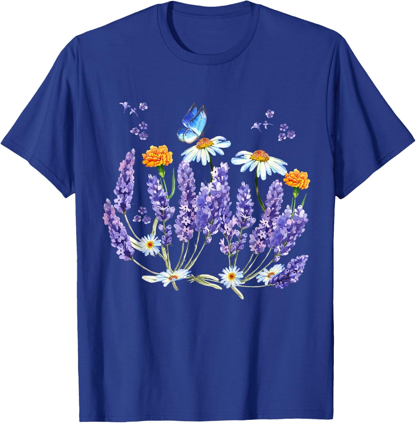 Lavender Plant Butterfly Herb Wildflower Botanical Gift T-Shirt - T-Shirt | Royal