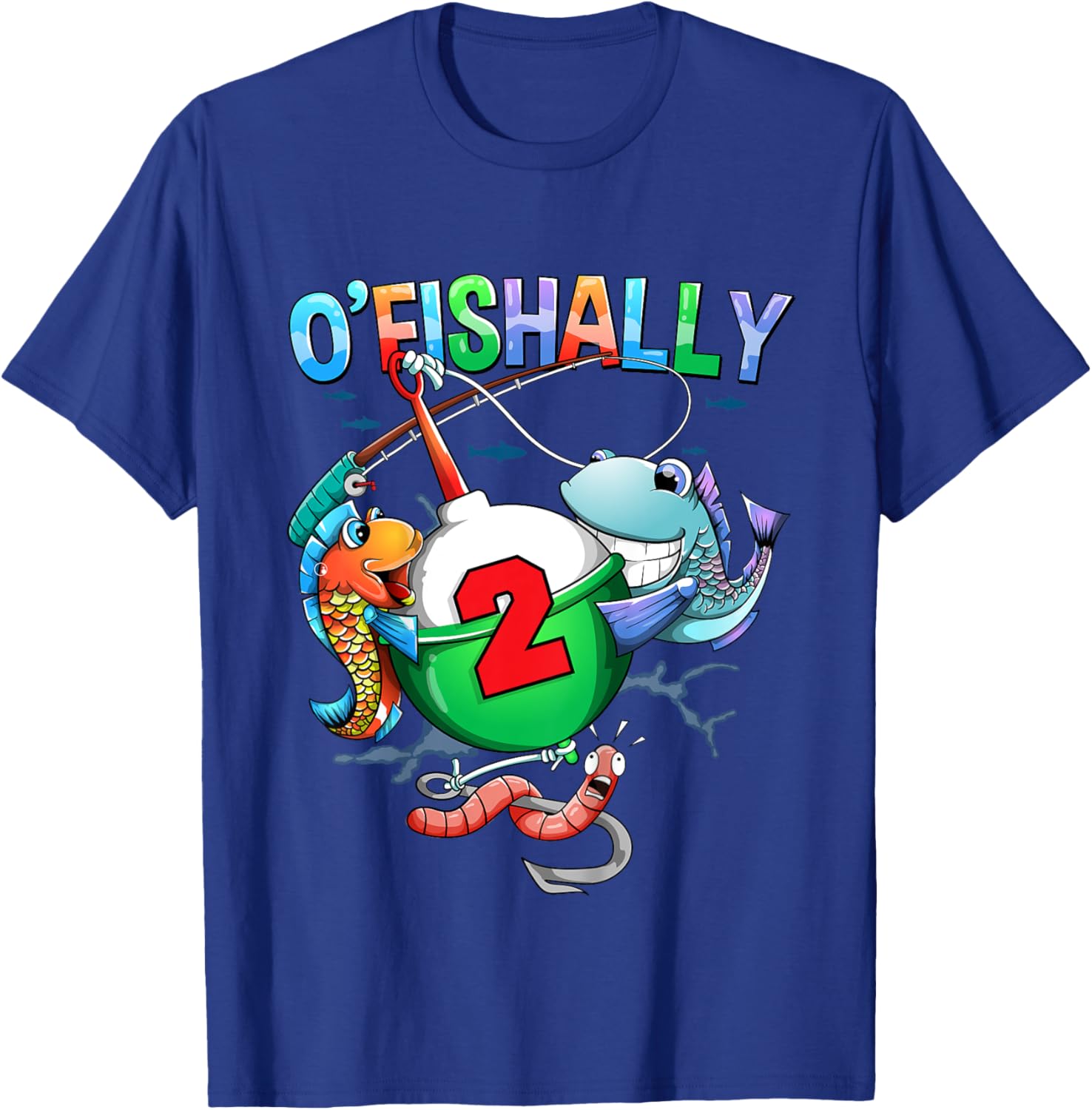 O'Fishally 2 Years Old 2nd Birthday Fishing Little Fisherman T-Shirt - T-Shirt | Royal