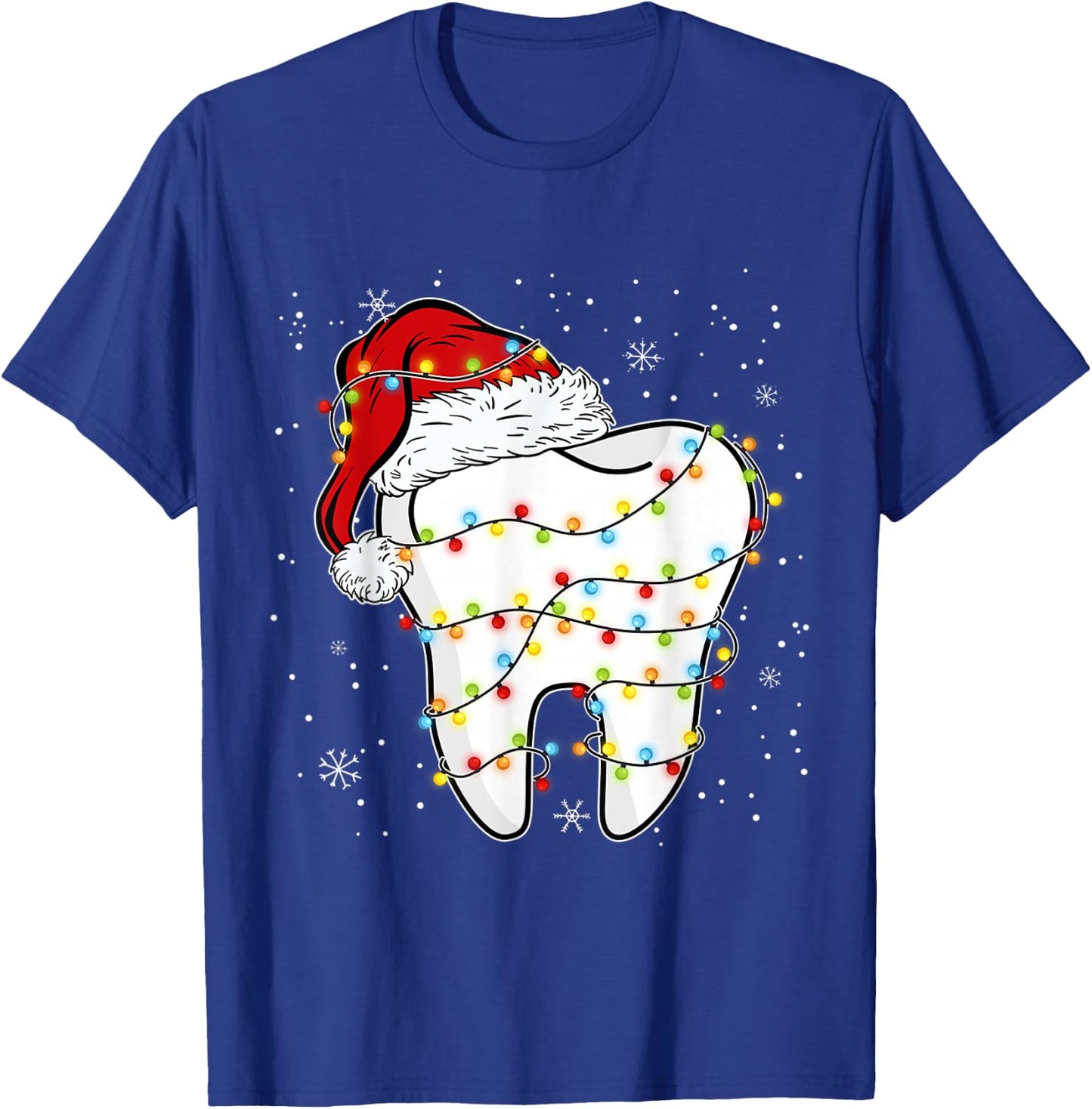 Dentist Christmas Cute Dental Santa Hat Xmas Teeth T-Shirt - T-Shirt | Royal