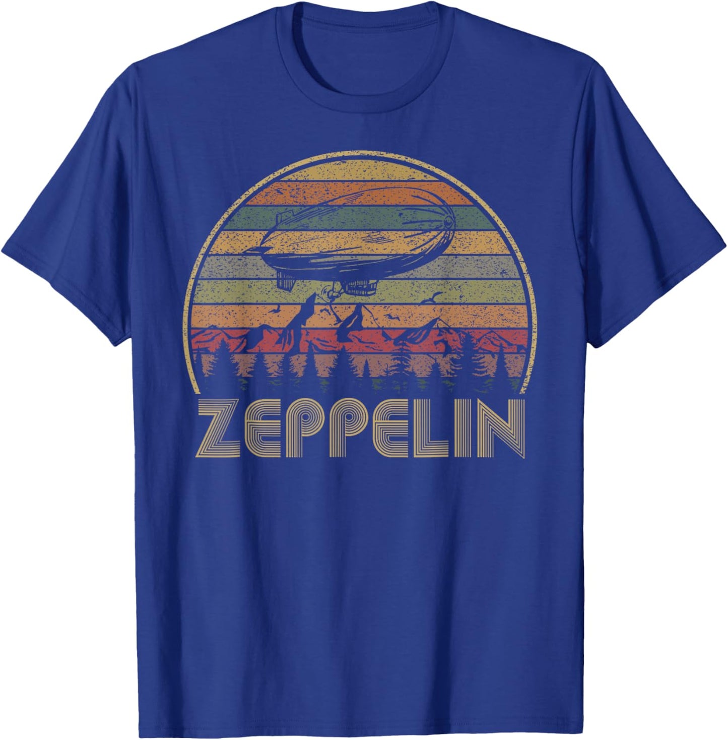 Retro Zeppelin 70s 80s Dirigible Airship Vintage Sunset T-Shirt - T-Shirt | Royal