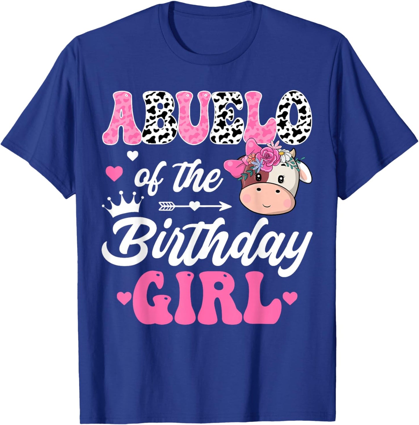 Abuelo Of The Birthday Girl Farm Cow 1St Birthday Girl T-Shirt - T-Shirt | Royal