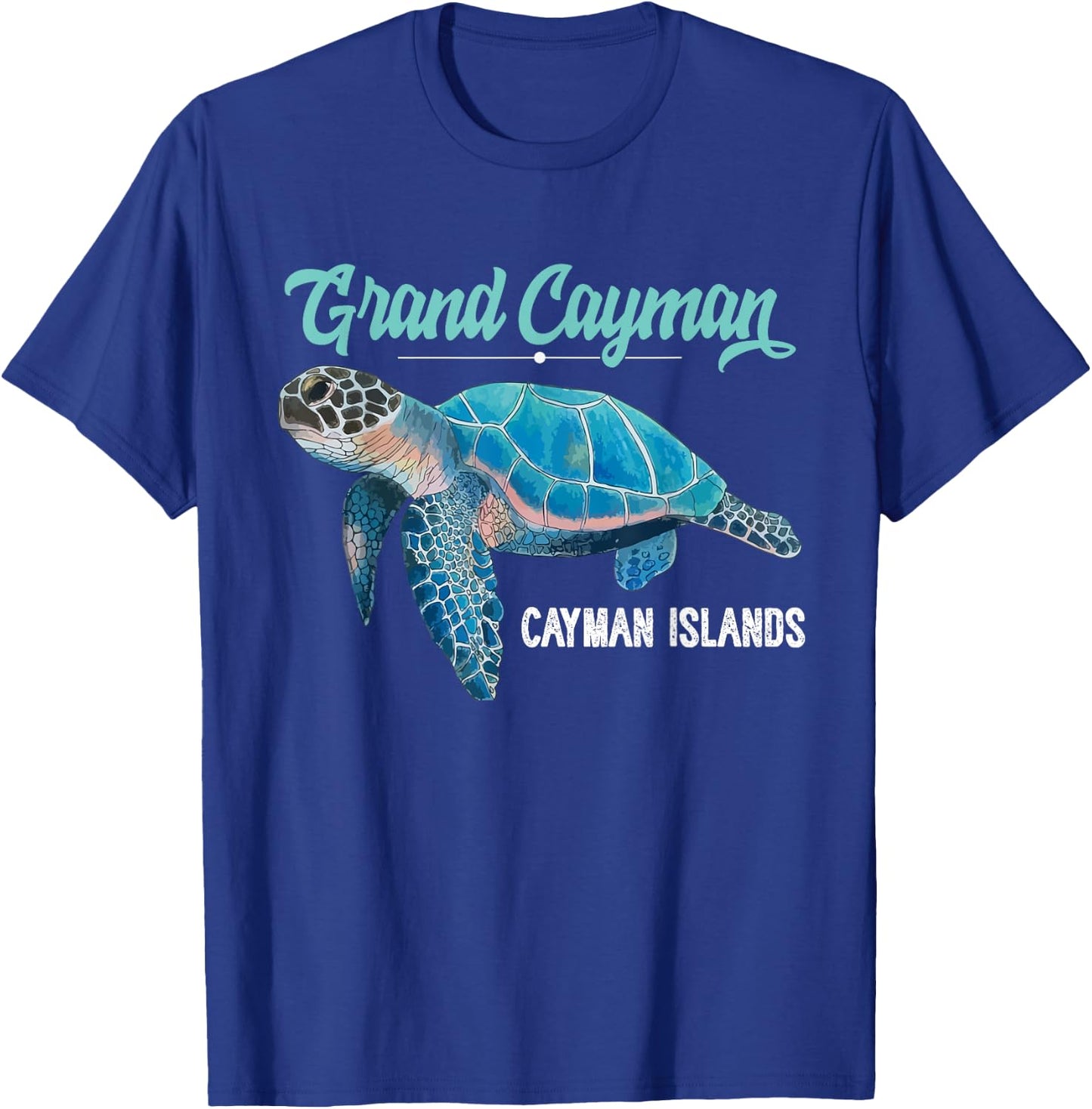Grand Cayman Islands Turtle Tuna Stingray Blue Souvenir Gift T-Shirt - T-Shirt | Royal