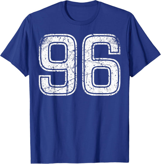 Vintage White Sport Team Number #96 T-Shirt - T-Shirt | Royal
