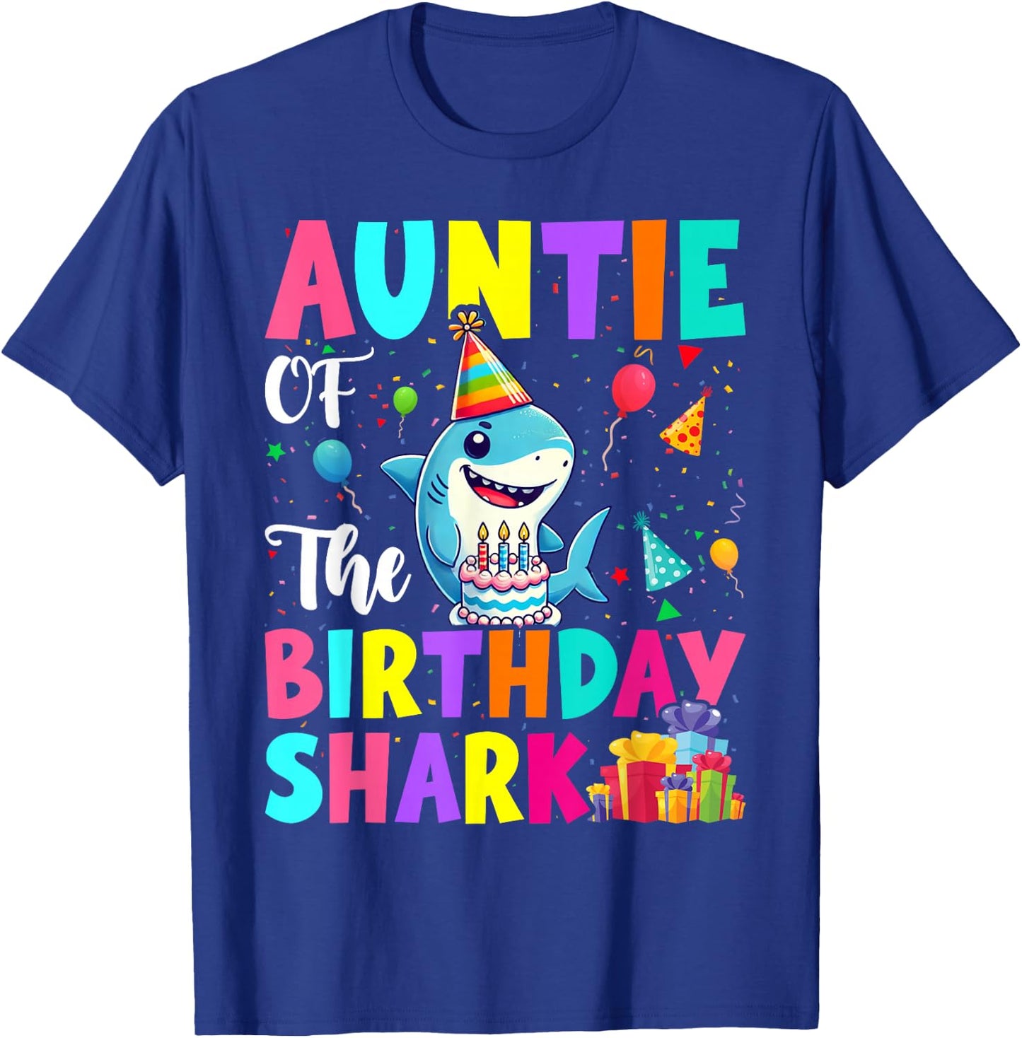 Auntie Of The Shark Birthday Boy Girl Party Family Group T-Shirt - T-Shirt | Royal