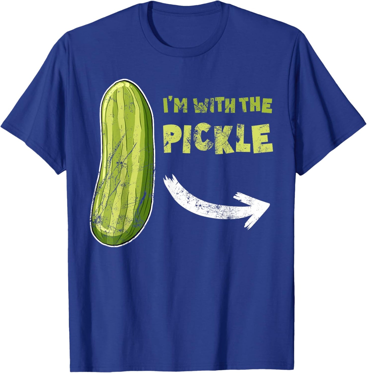 Funny Pickle 'I'm With The Pickle' Matching Halloween for Couples & Families, Black, , Short Sleeve, Cotton, Small T-Shirt - T-Shirt | Royal