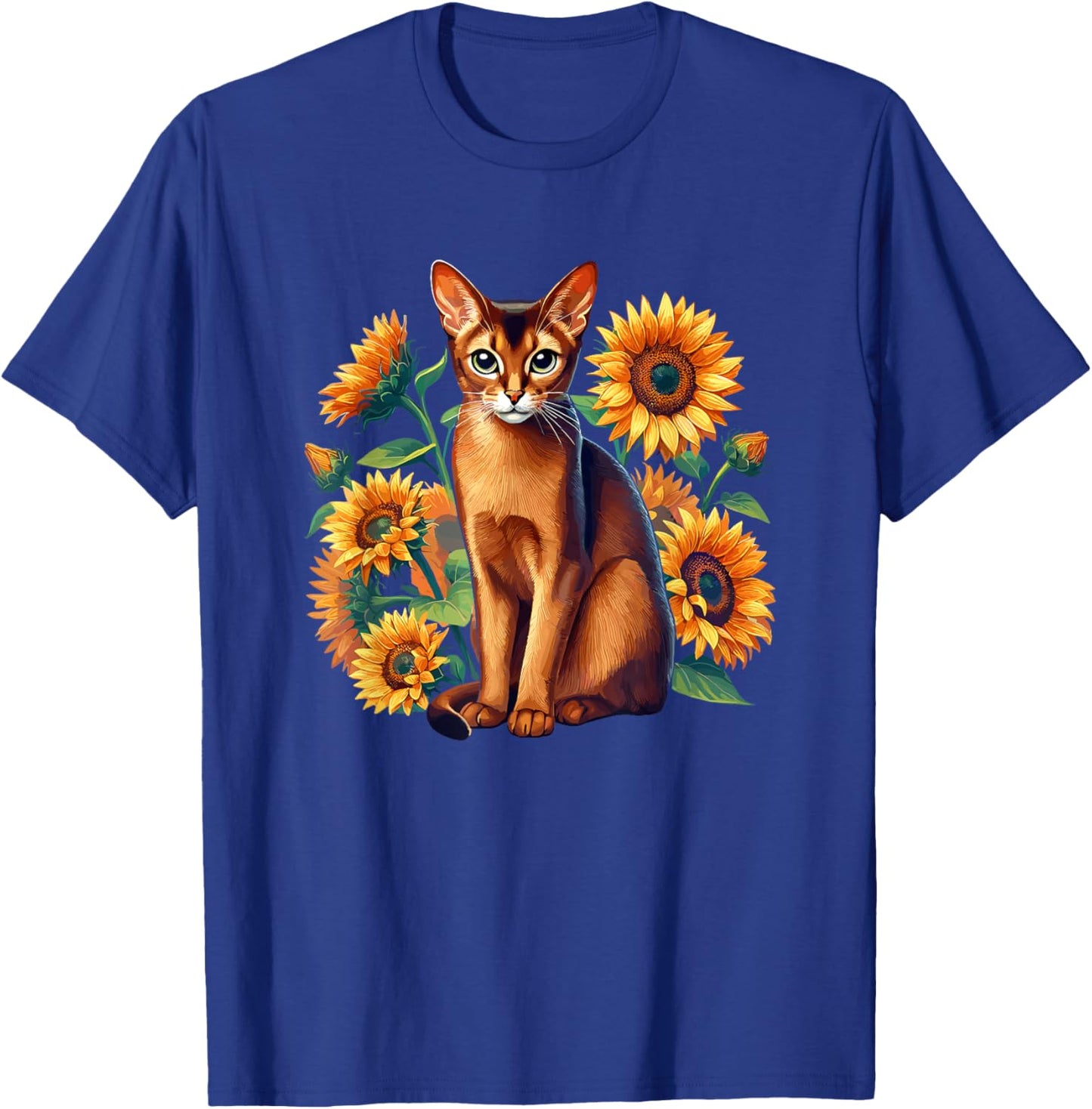 Sunflowers Abyssinian Abyssinians Abys Cat T-Shirt - T-Shirt | Royal