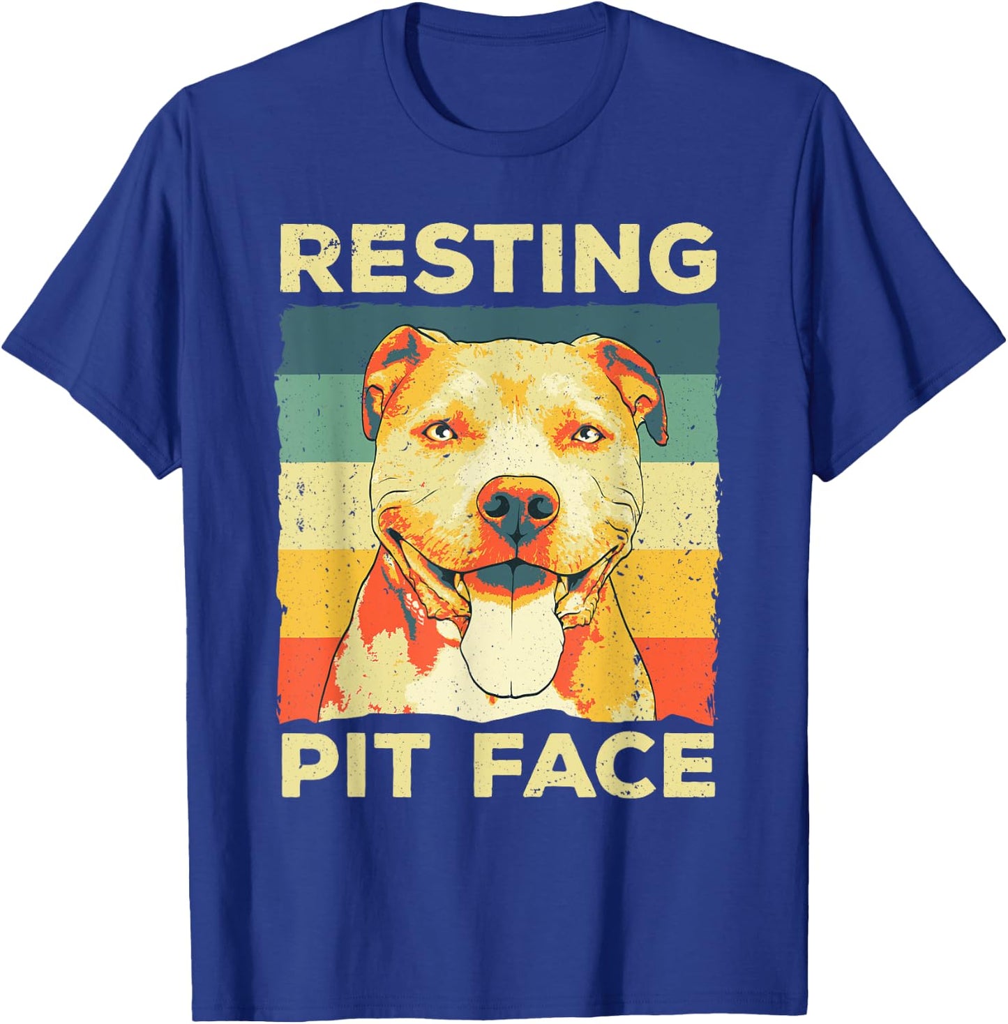 Funny Pitbull Resting Pit Face Art Men Women Pitbull Owner T-Shirt - T-Shirt | Royal