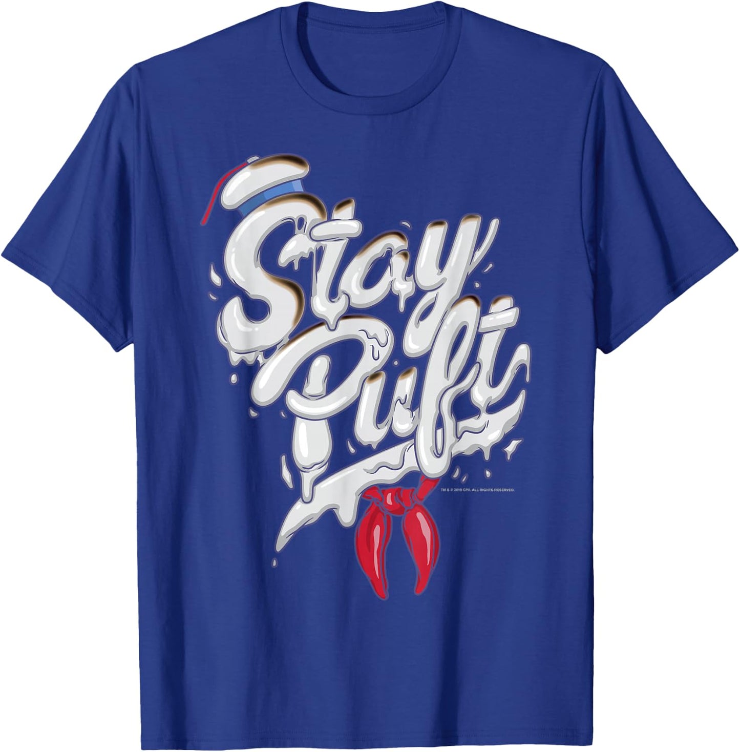 Ghostbusters Stay Puft Marshmallow Man Style Font T-Shirt - T-Shirt | Royal