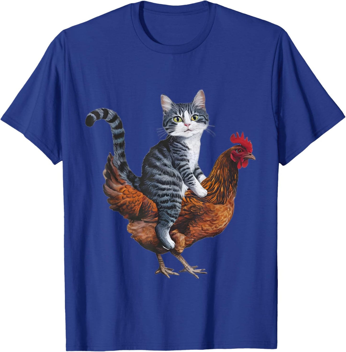 Funny Cat on a Chicken Lover T-Shirt - T-Shirt | Royal