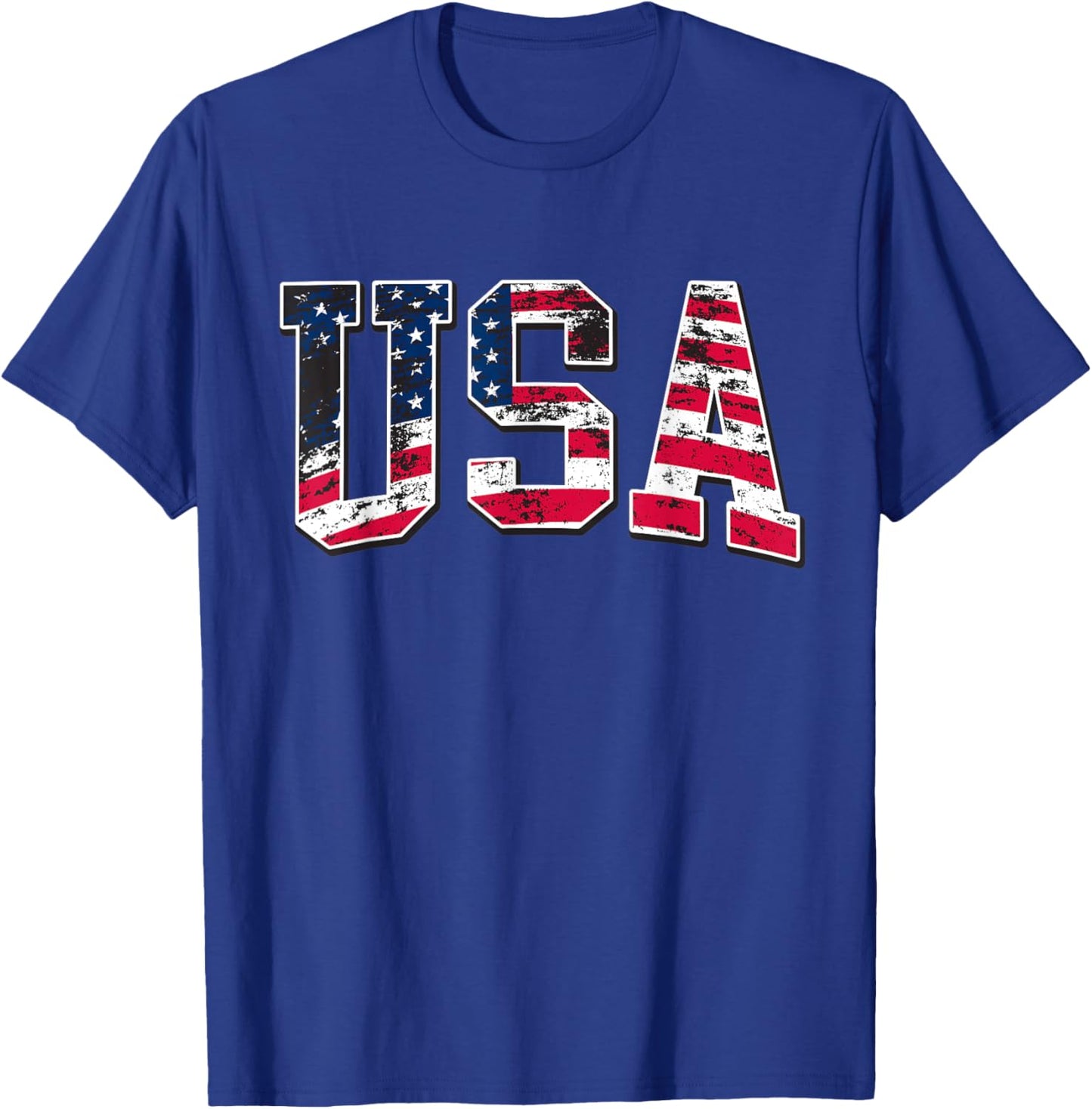 4th of July USA Flag Apparel -Adults Kids Vintage American Flag Black Small Classic Fit Short Sleeve T-Shirt - T-Shirt | Royal