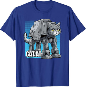 CAT-AT science fiction parody pet cat space robot sci-fi fan Men Women T-Shirt - T-Shirt | Royal