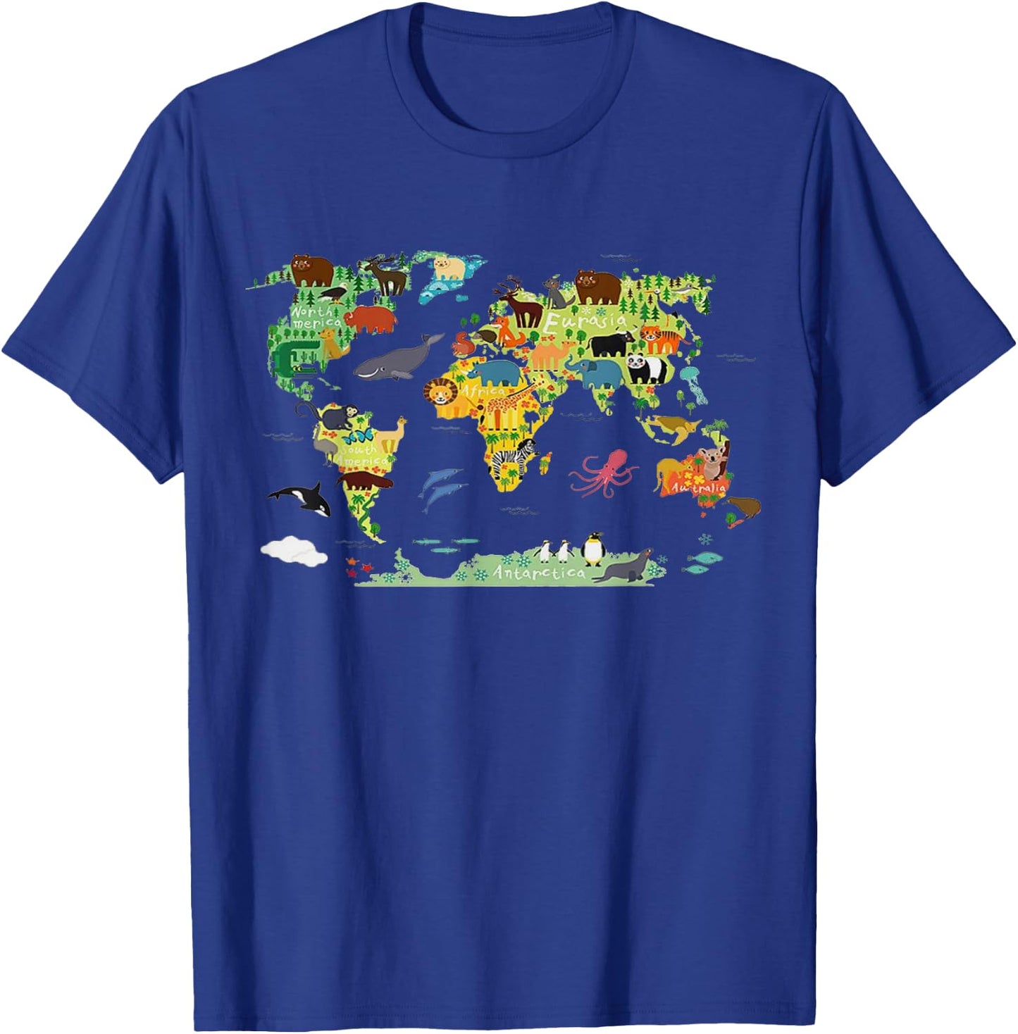 Funny World Animals map Shirt for Kids,Boys and Girls T-Shirt - T-Shirt | Royal