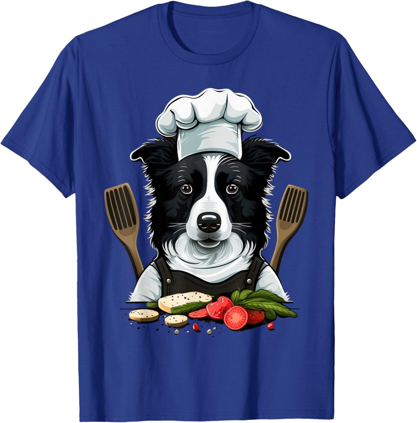 Cooking Border Collie Restaurant cook on Border Collie chef T-Shirt - T-Shirt | Royal