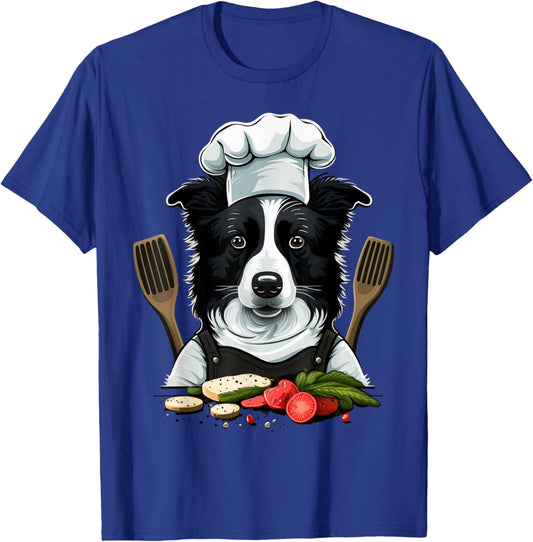 Cooking Border Collie Restaurant cook on Border Collie chef T-Shirt - T-Shirt | Royal