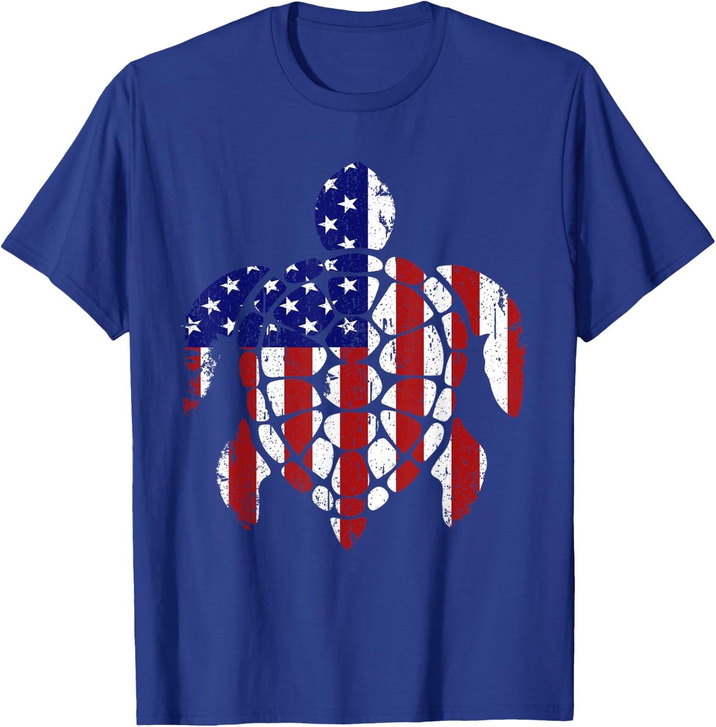Sea Turtle 4th of July American USA Flag Patriotic Gift Kids Men T-Shirt - T-Shirt | Royal