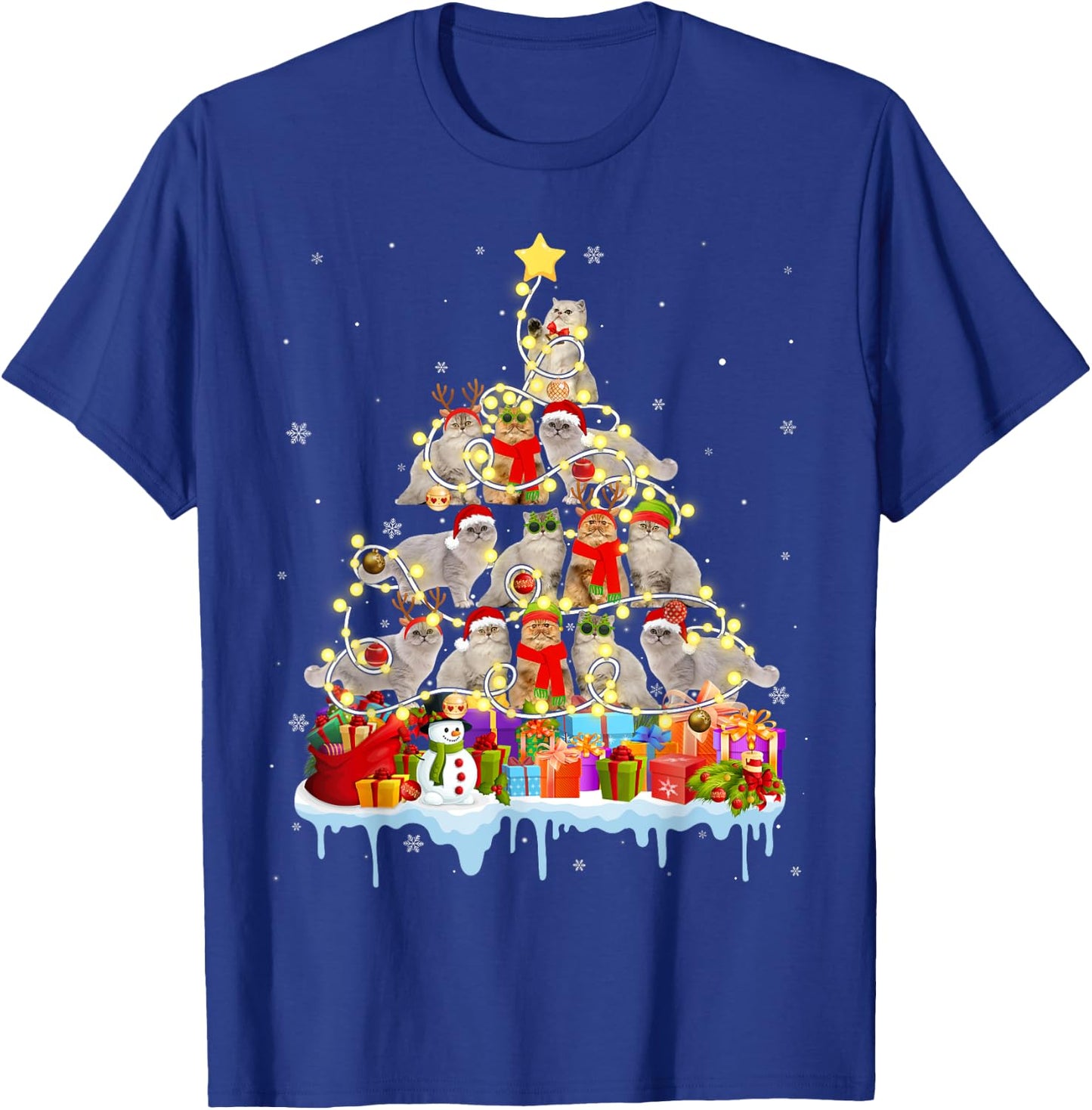 Funny Persian Christmas Tree Pet Cat Lover Gift Men Women Kids T-Shirt - T-Shirt | Royal