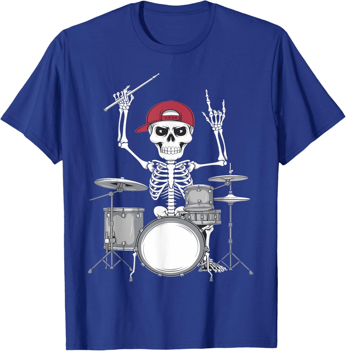 Skeleton Drummer Halloween Costume Playing Drums Boys Men T-Shirt - T-Shirt | Royal