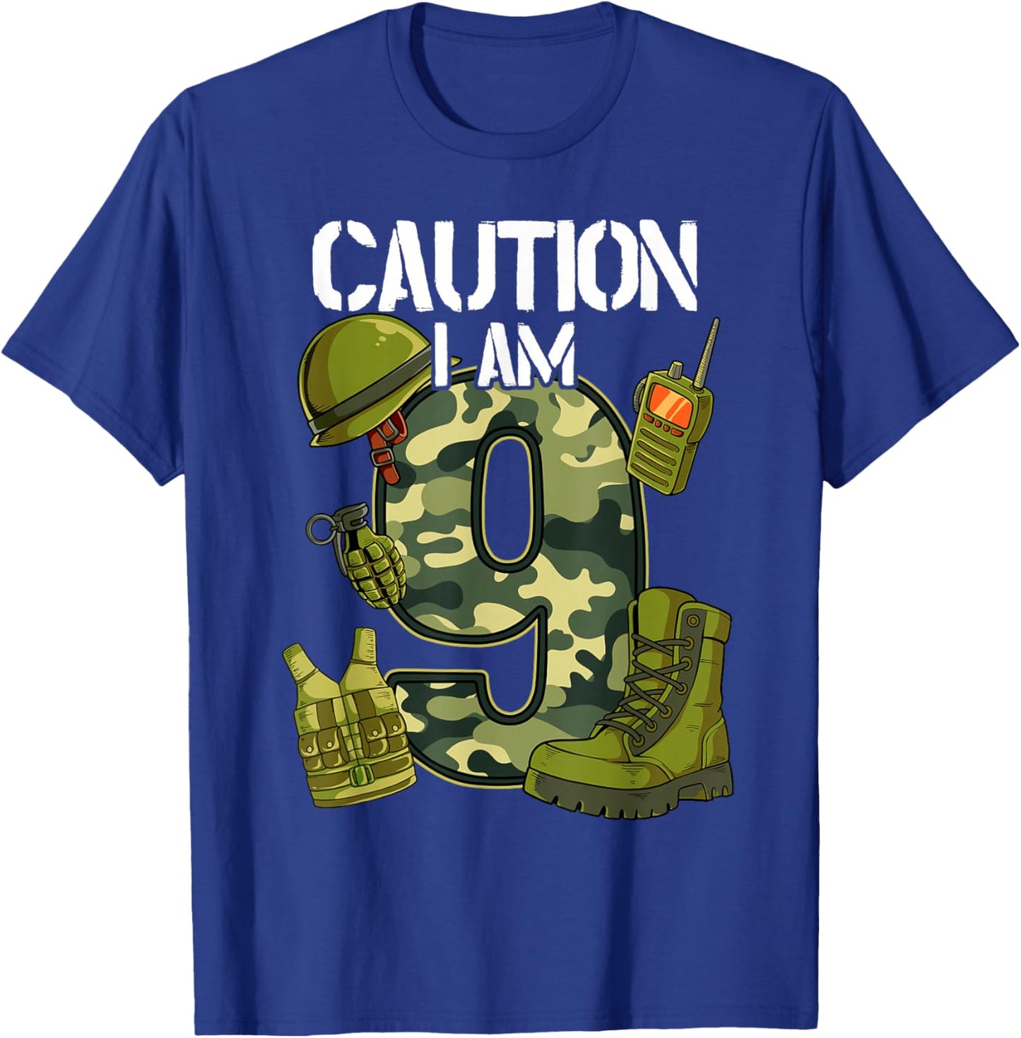 9th Birthday Army T-Shirt - T-Shirt | Royal