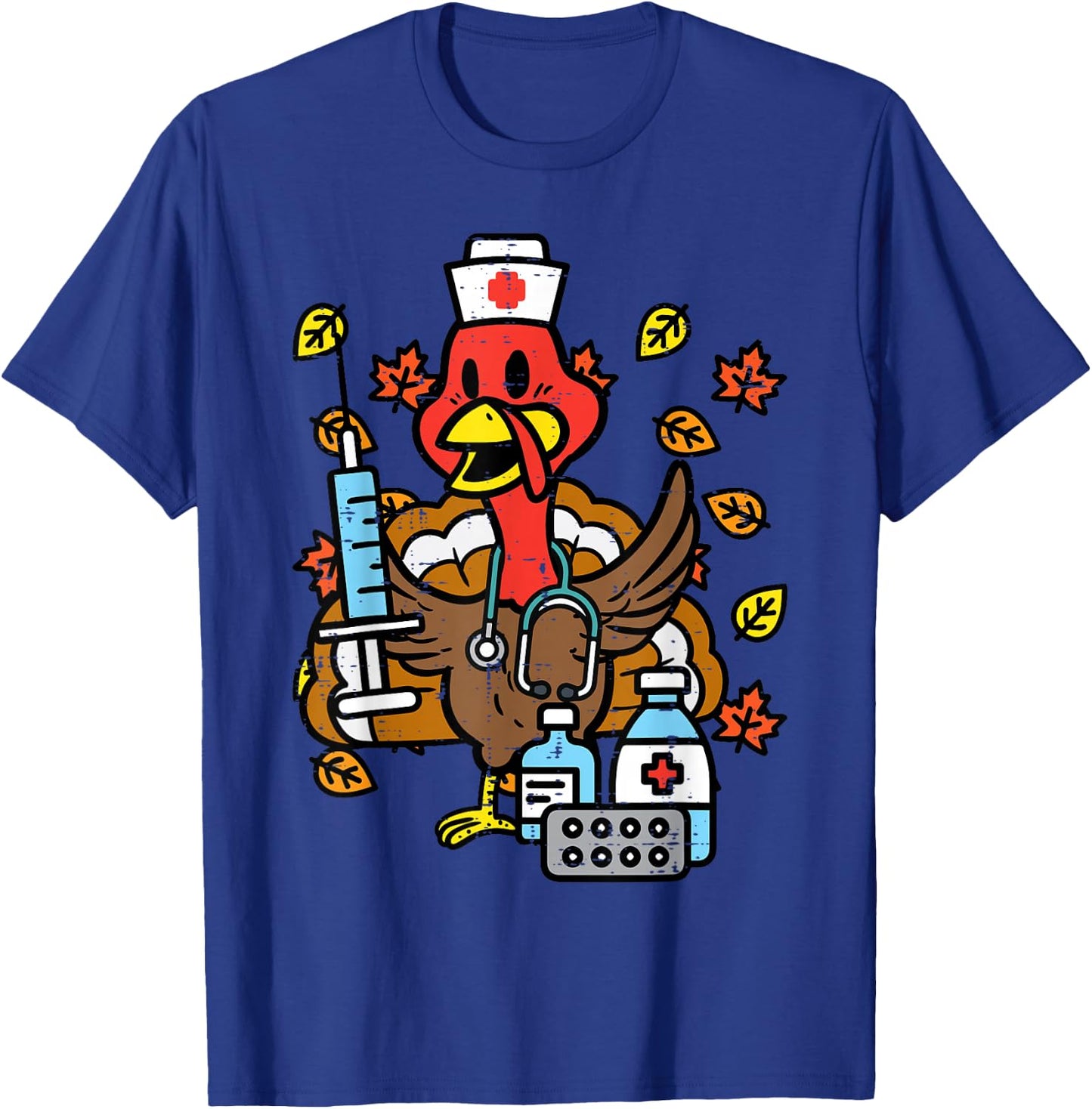Turkey Nurse Thanksgiving Fall Scrub Nursing RN ICU ER Nicu T-Shirt - T-Shirt | Royal