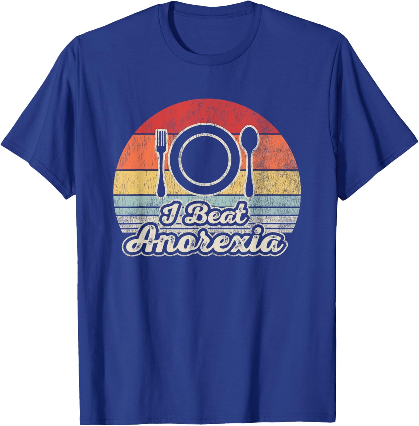 I Beat Anorexia Retro Humor Fork Spoon T-Shirt - T-Shirt | Royal