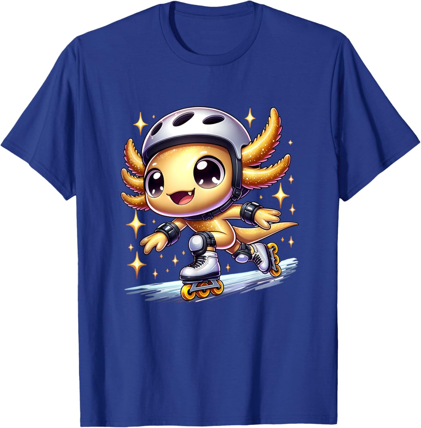 Funny Axolotl Rollerblade roller skater roller skate funny T-Shirt - T-Shirt | Royal