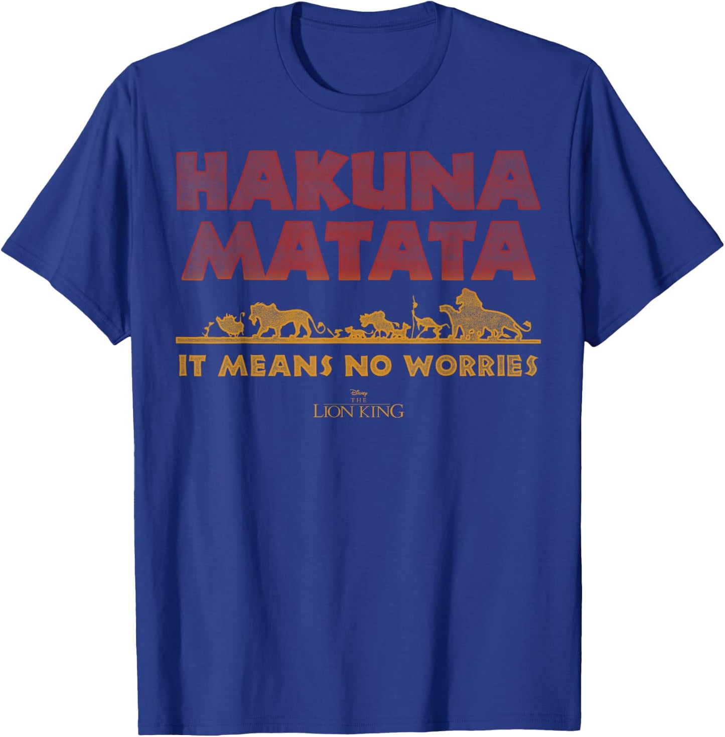 Disney Lion It Means No Worries Group Shot Gradient Logo T-Shirt - T-Shirt | Royal
