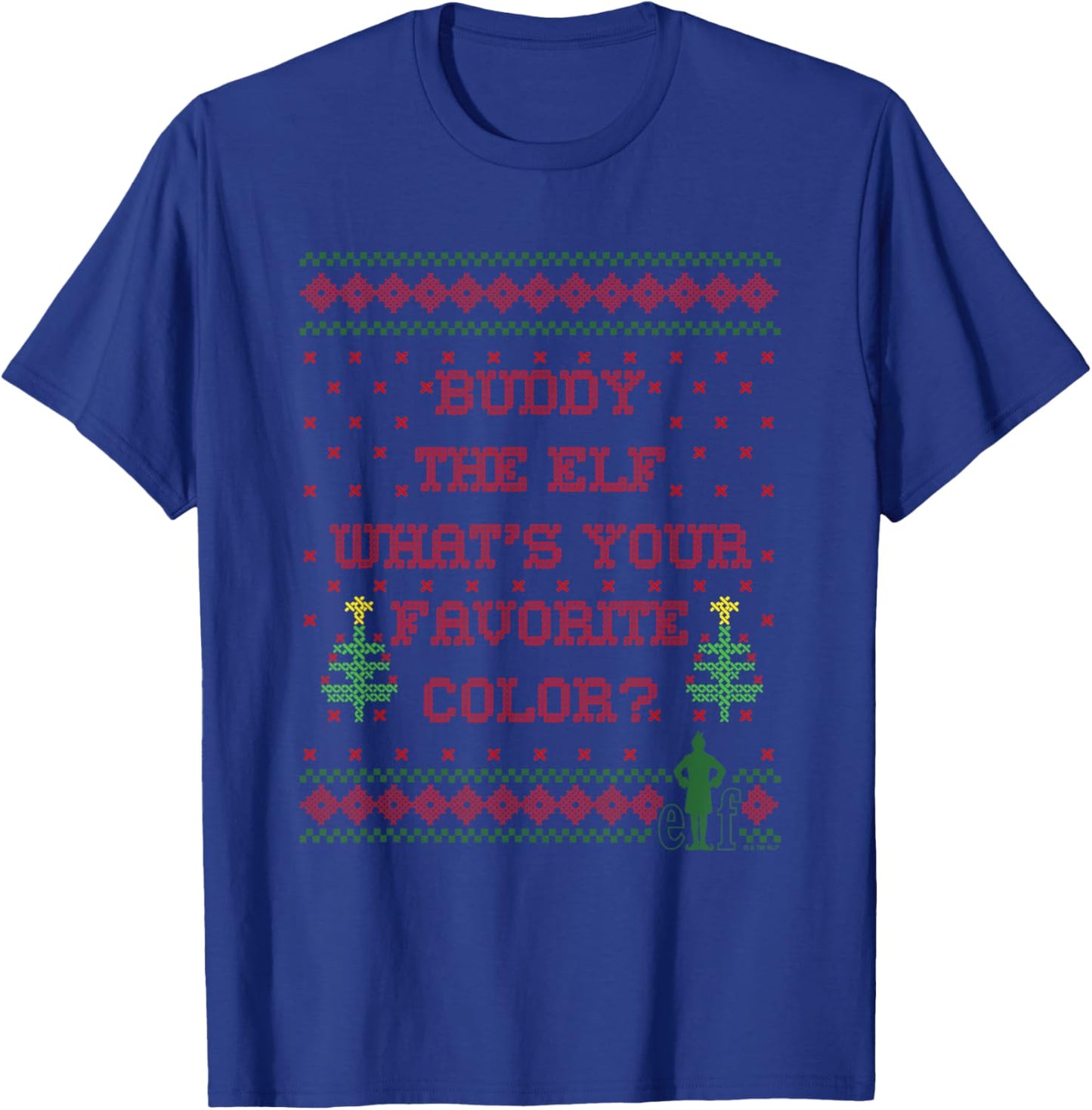Elf What's Your Favorite Color Faux Sweater T-Shirt - T-Shirt | Royal