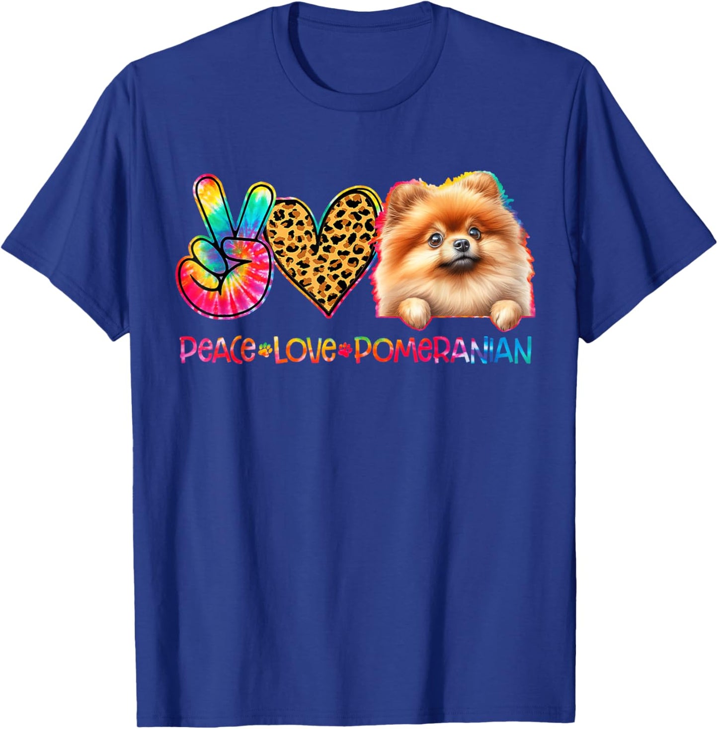 Peace Love Pomeranian Tie Dye Dog Lover T-Shirt - T-Shirt | Royal