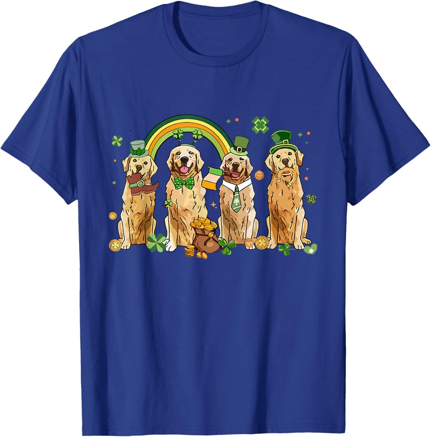 Golden Retriever St Patrick's Day Shamrock Golden Dog Mom Women T-Shirt - T-Shirt | Royal