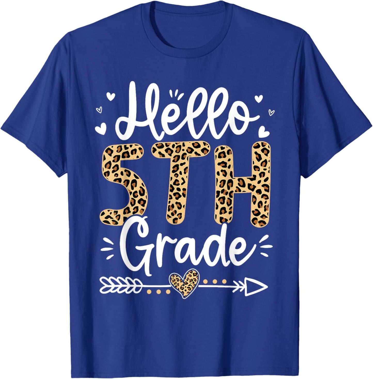 Hello 5th Fifth Grade Leopard Teacher Back To School Girls T-Shirt - T-Shirt | Royal