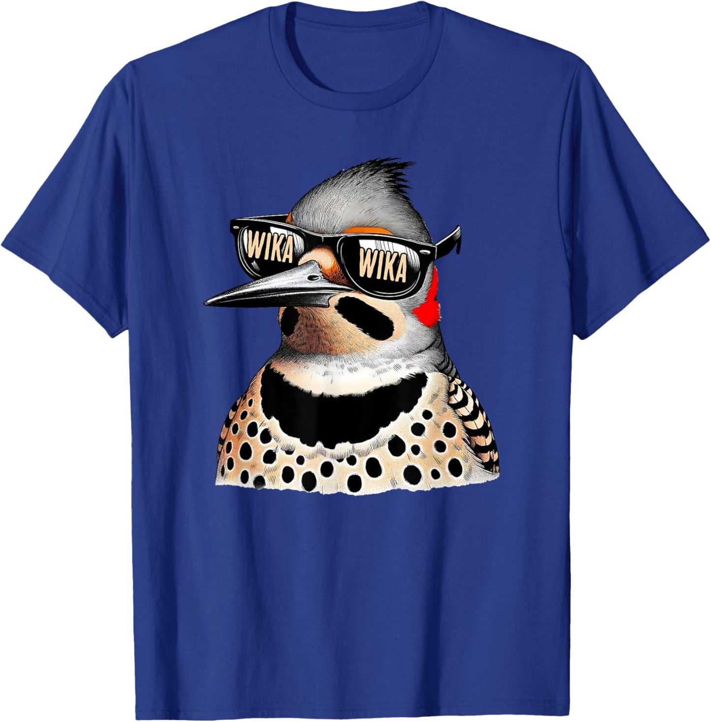 Antler & Oak Funny Northern Flicker WIka Wika for bird nerds , Small, Blue T-Shirt - T-Shirt | Royal