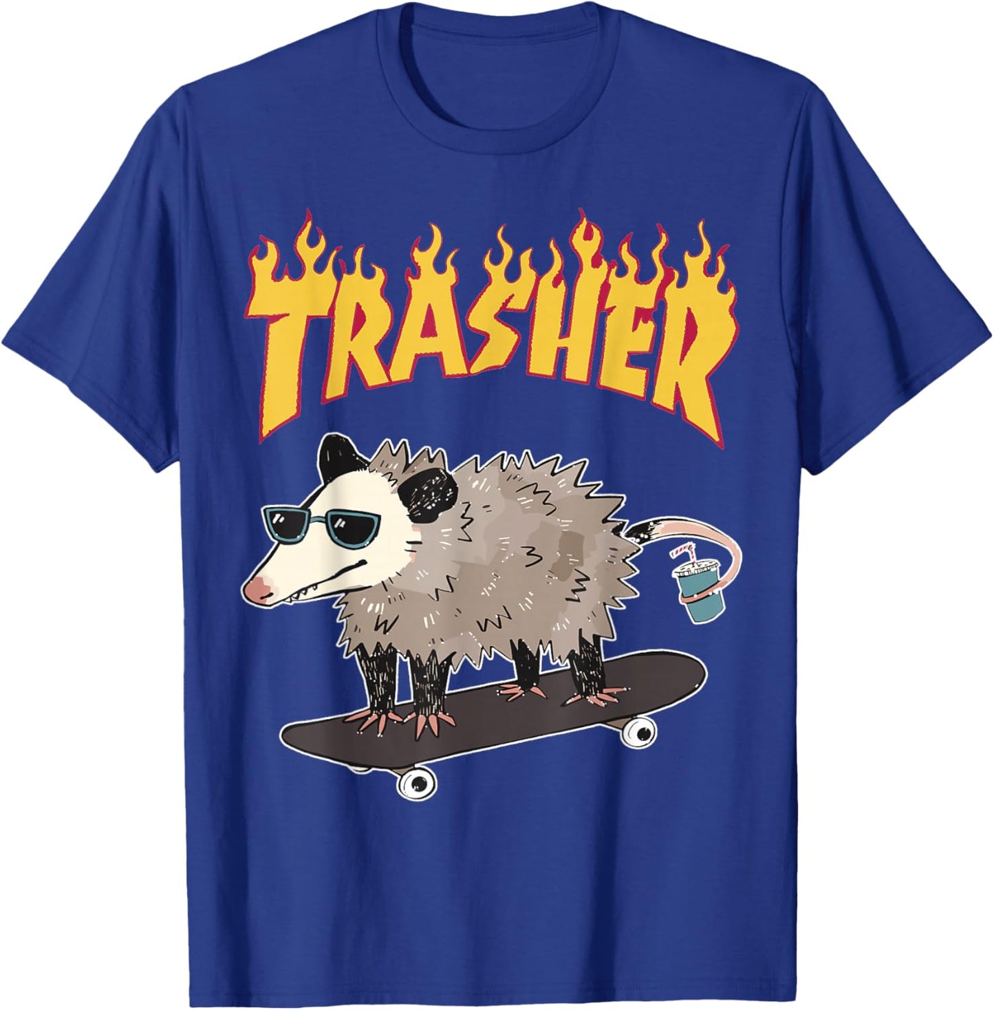 Opossum Skater Hipster Trasher Funny Trash Opossum Meme T-Shirt - T-Shirt | Royal