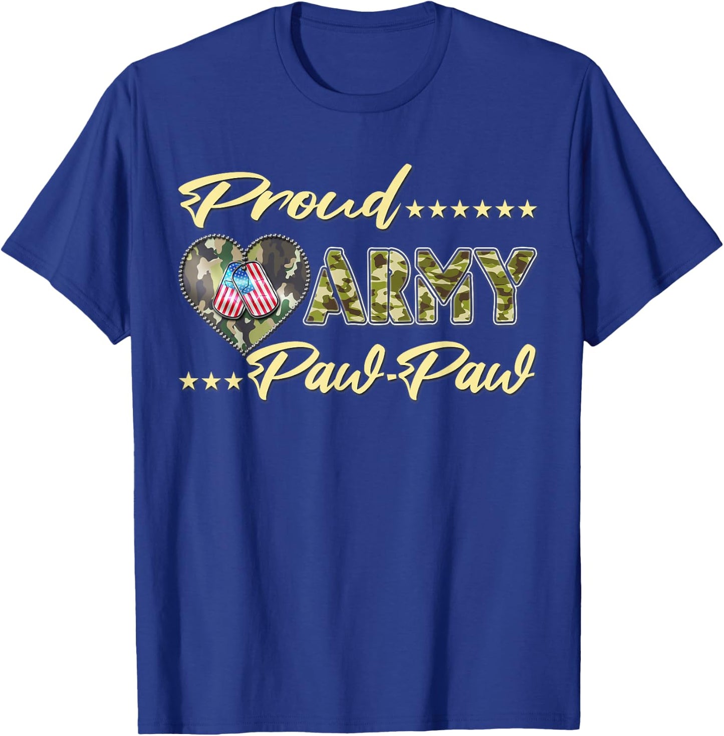 Proud Army Pawpaw US Flag Dog Tag Family Military Grandpa T-Shirt - T-Shirt | Royal