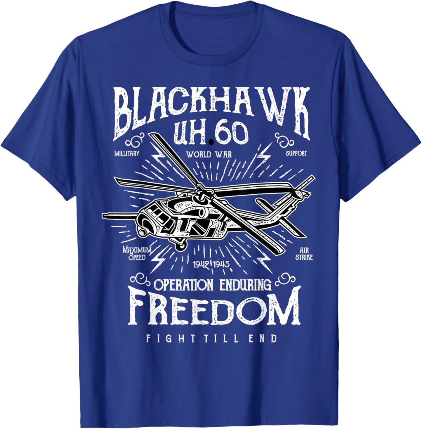 UH-60 Blackhawk Helicopter Vintage Design T-Shirt - T-Shirt | Royal