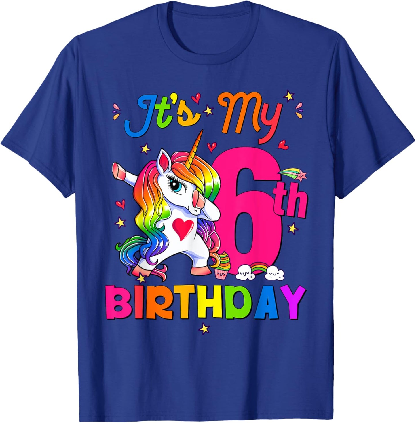 6 Years Old Unicorn It's My 6th Birthday Girl Party T-Shirt - T-Shirt | Royal