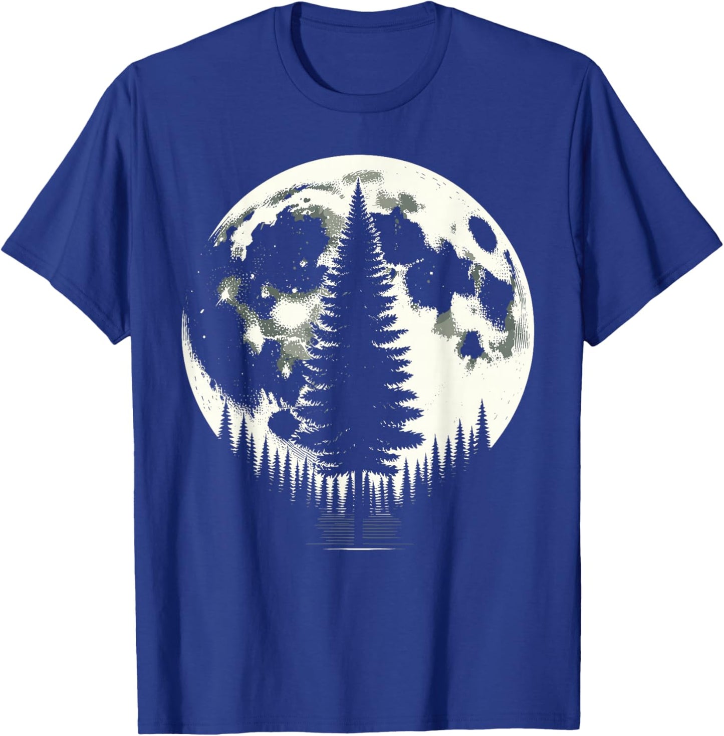 Retro Moon Nature Forest Trees Outdoor T-Shirt - T-Shirt | Royal