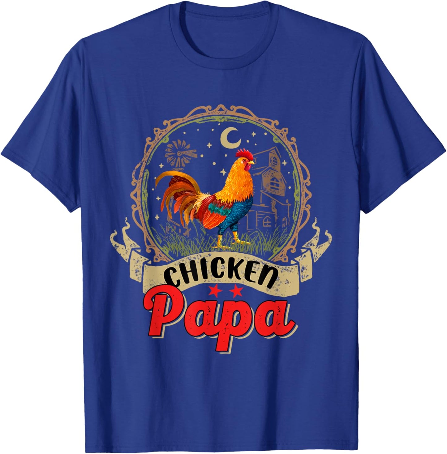 Vintage Chicken Papa Costume Chicken Lover Farmer Family T-Shirt - T-Shirt | Royal