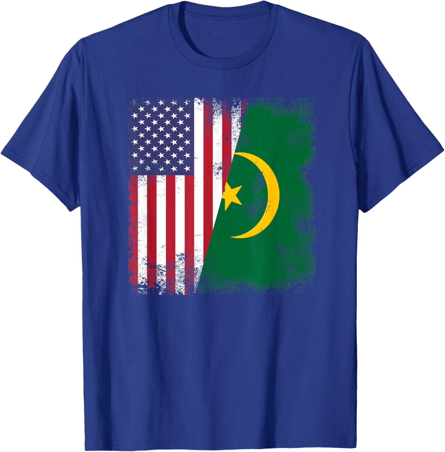 Half Mauritanian Flag | Vintage Mauritania USA Gift T-Shirt - T-Shirt | Royal