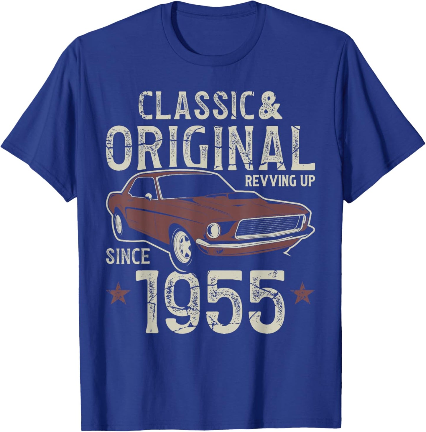 70th Birthday Born 1955 Classic Car T-Shirt - T-Shirt | Royal