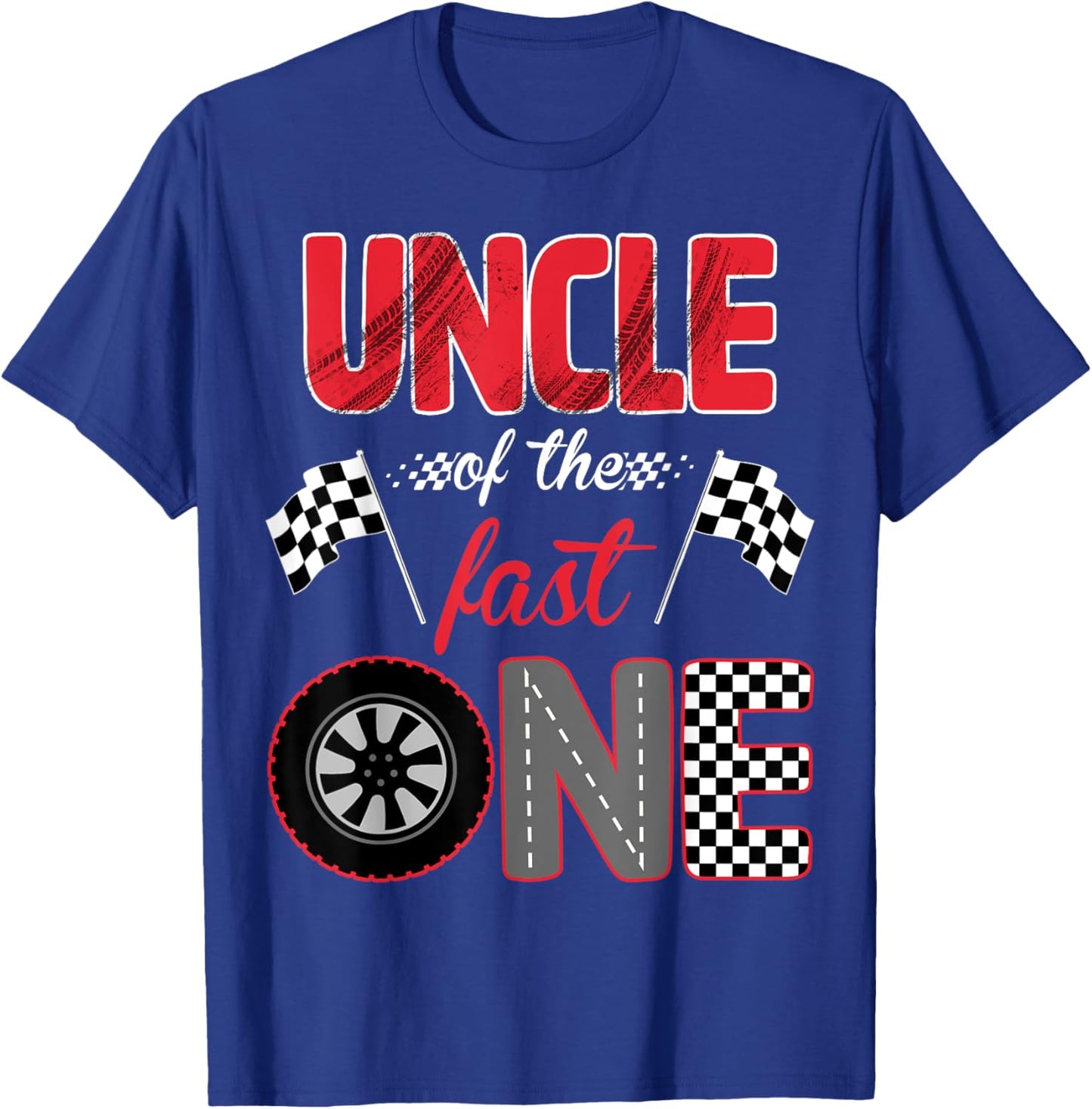 Uncle Of The Fast One Birthday 1st Race Car Family T-Shirt - T-Shirt | Royal